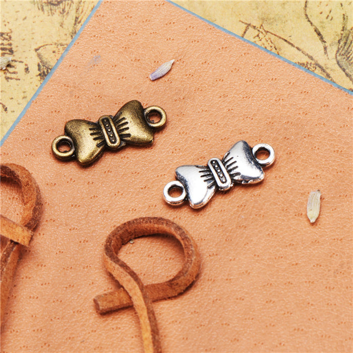 Alloy Double Bow 2-Hole Bracelet Connector 19x8mm