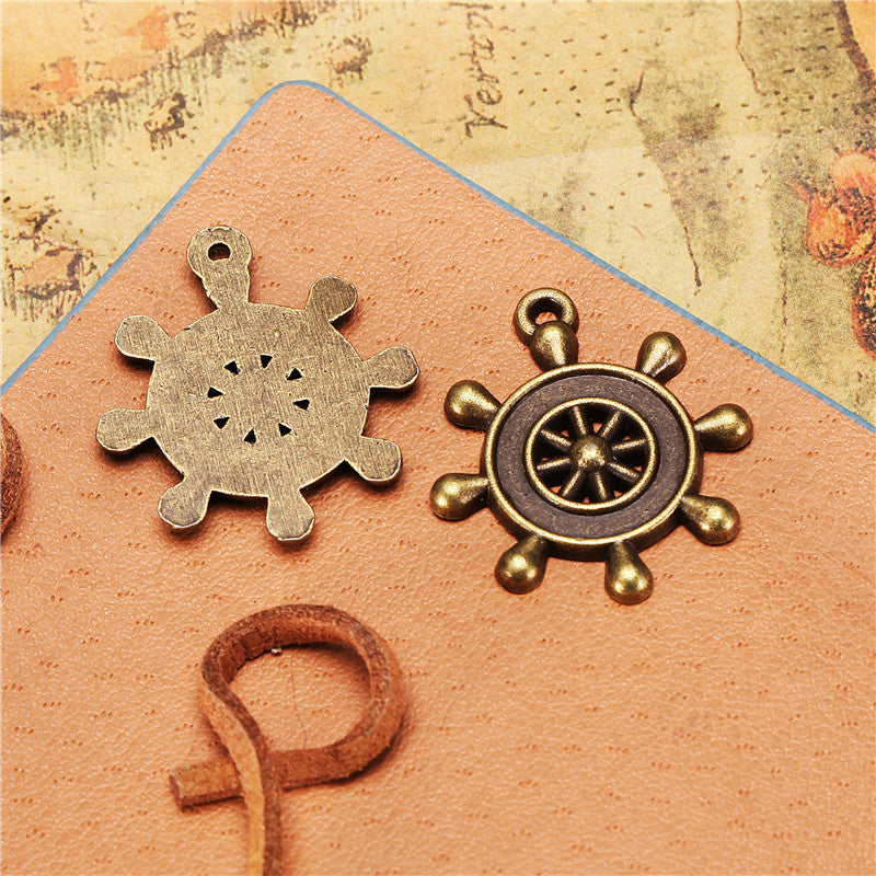 24mm Vintage Ship Wheel Alloy Charm Pendant