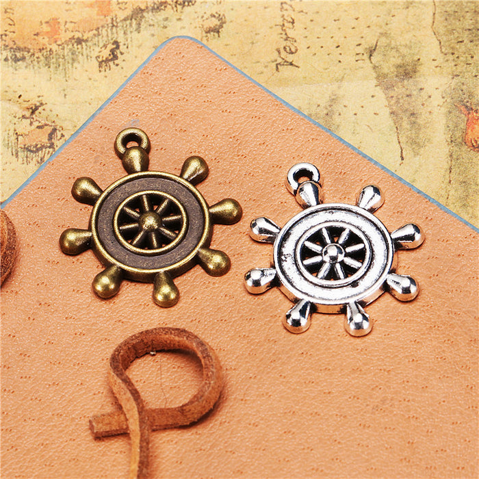 24mm Vintage Ship Wheel Alloy Charm Pendant