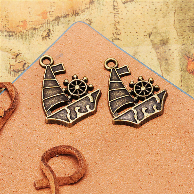 28x21mm Alloy Ship Wheel Charm Pendant