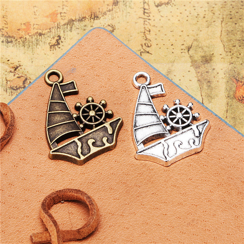 28x21mm Alloy Ship Wheel Charm Pendant
