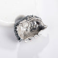 Black Silver Tone Hedgehog Enamel Metal Brooch Pin view 3
