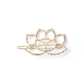 Gold Tone Lotus Flower Clear Look Finished Decorative Hair Clip view 4