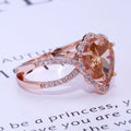 Rose Gold Tone Pear Stone Split Shank Ring In A Polished Decorative Design view 4