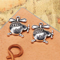 Round Helicopter Metal Charms in Gold, Bronze and Silver Tones view 4