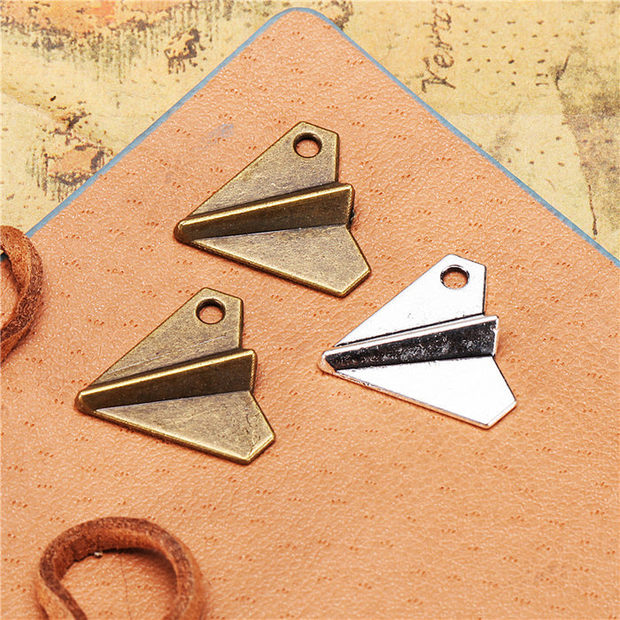 Folded Paper Airplane Metal Pendant Charm For Jewelry Making