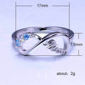 Silver Tone Mom Infinity Ring With Blue Heart Stone view 4
