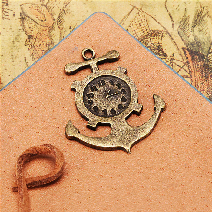37x30mm Alloy Anchor and Clock Charm Pendant