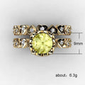 Gold-Tone Heart Crystal Two-Piece Ring Set Jewelry view 5