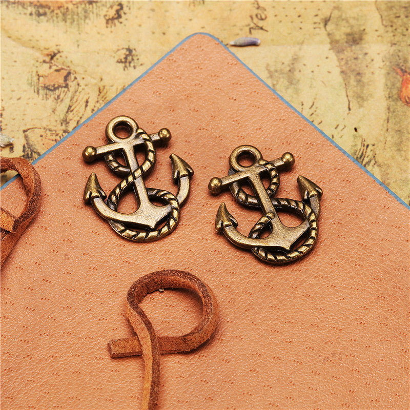 22x18mm Vintage Double-Sided Rope Anchor Alloy Charm Pendant