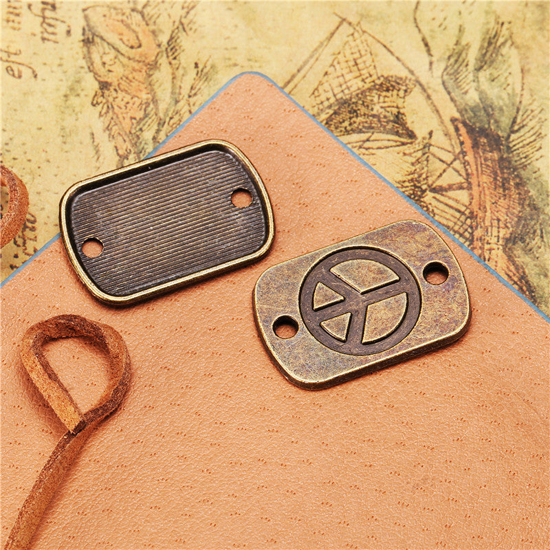 27x18mm Peace Sign Rectangle Alloy Connector Charm