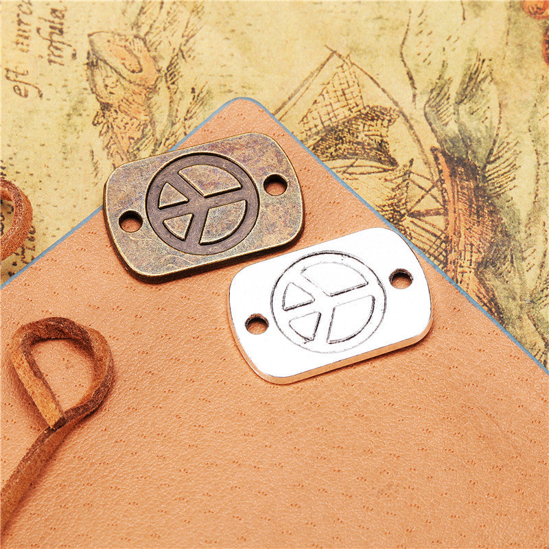 27x18mm Peace Sign Rectangle Alloy Connector Charm
