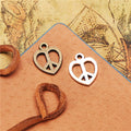 Vintage Heart Peace Charm Metal Jewelry Component, 4 Finish Options view 1