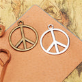 Large Open Round Peace Sign Alloy Charm in 6 Metal Finishes view 1
