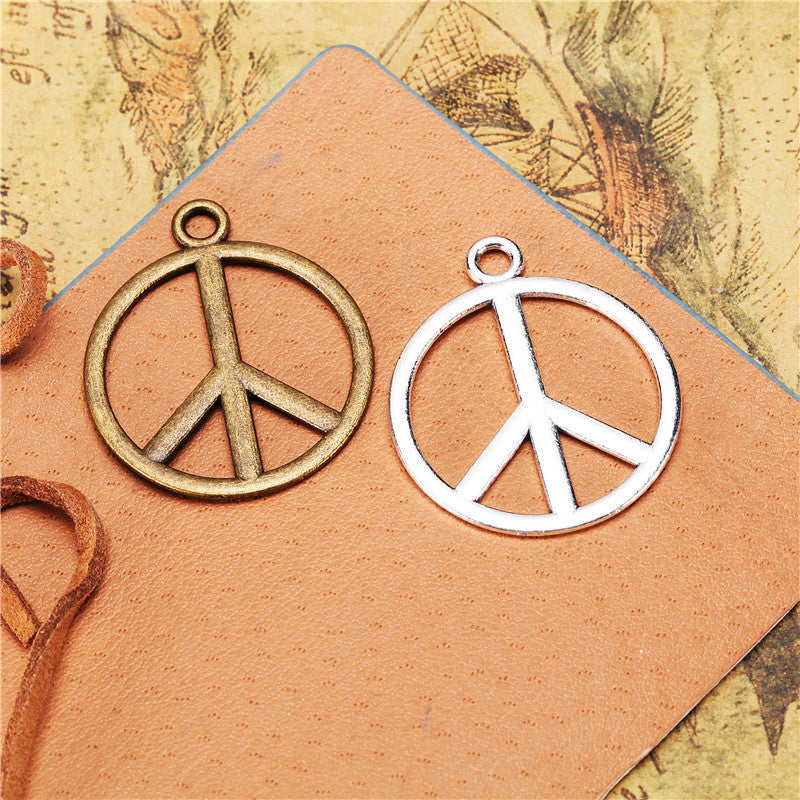 29mm Alloy Peace Sign Charm Pendant