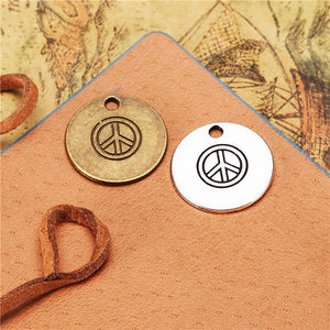 Vintage Two-Sided Peace Disc Charm Metal Jewelry Component, 3 Finish Options