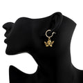 Gold Tone Antique Cherub Huggie Drop Earrings with Winged Faces view 5
