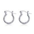 Silver Tone Textured Double Row Small Hoop Earrings view 1
