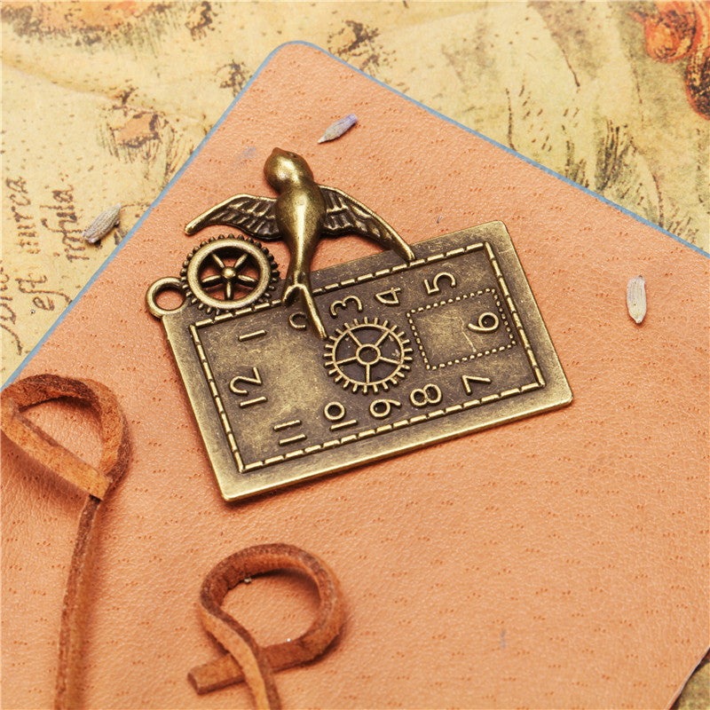 40x38mm Alloy Swallow Clock Gear Charm Pendant