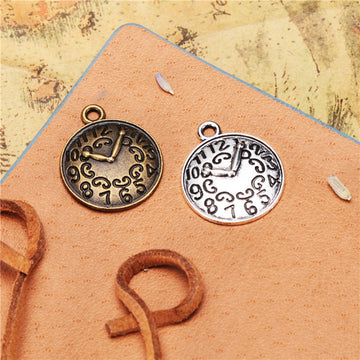Numbered Clock Face Charm With Heart Center Detail For Jewelry Making