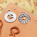 Round Clock Dial Metal Charm with Three Finish Options view 4