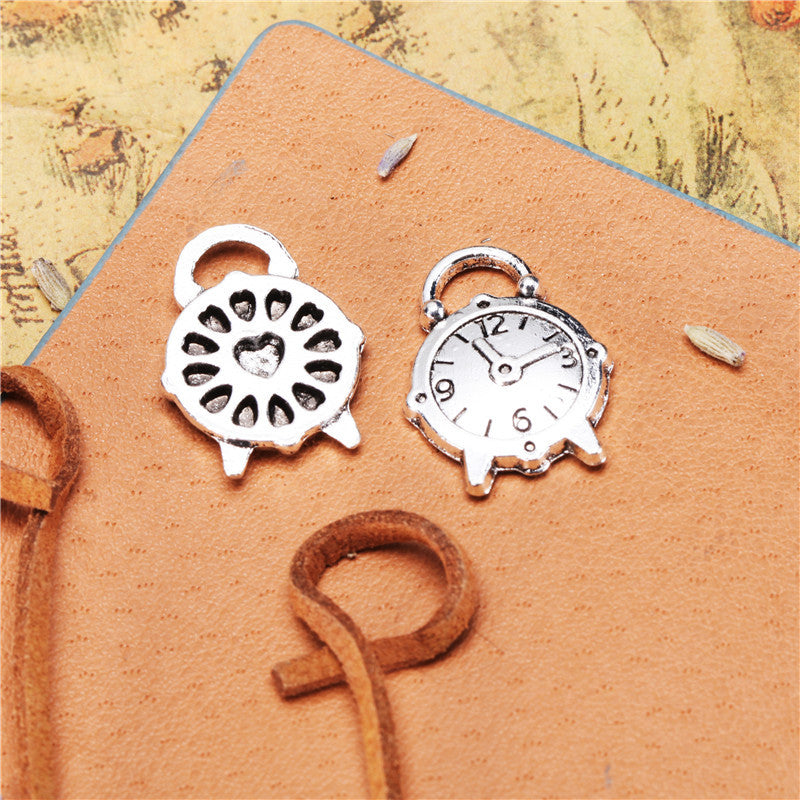 24x16mm Alloy Alarm Clock Charm Pendant for DIY Jewelry