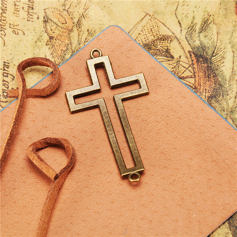 51x26mm Alloy Hollow Curved Cross Connector Pendant