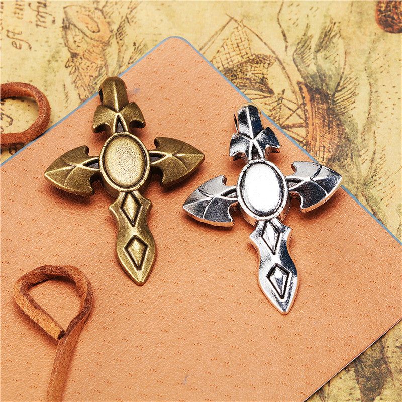 3D Alloy Cross Charm Pendant 45x31mm for DIY Necklaces