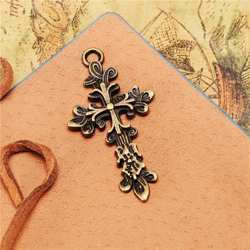 47x25mm Vine Alloy Cross Pendant for DIY Jewelry