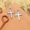Dotted Border Cross Charm Pendant In Three Finishes For Jewelry Making view 5