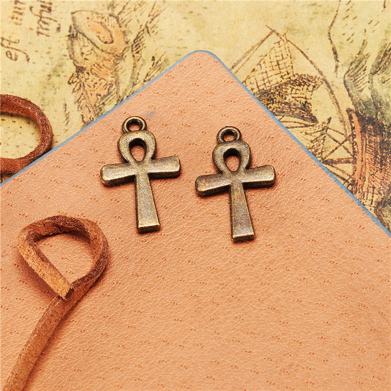 22x13mm Vintage Double-Sided Alloy Cross Charm Pendant
