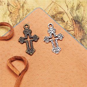 Openwork Patterned Cross Metal Pendant Charm For Jewelry Making