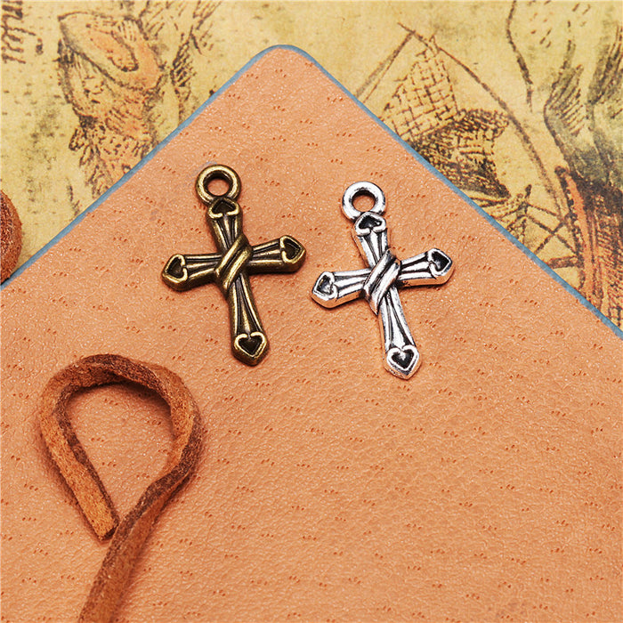 21x14mm Heart Stripe Cross Alloy Pendant Charm