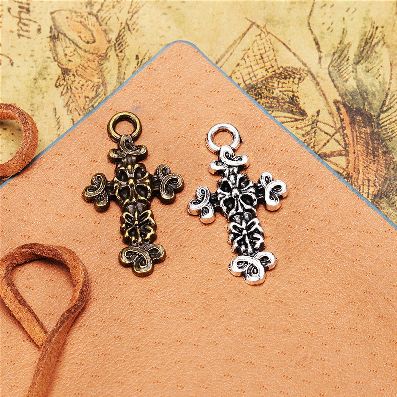 30x17mm Floral Vine Cross Alloy Charm Pendant
