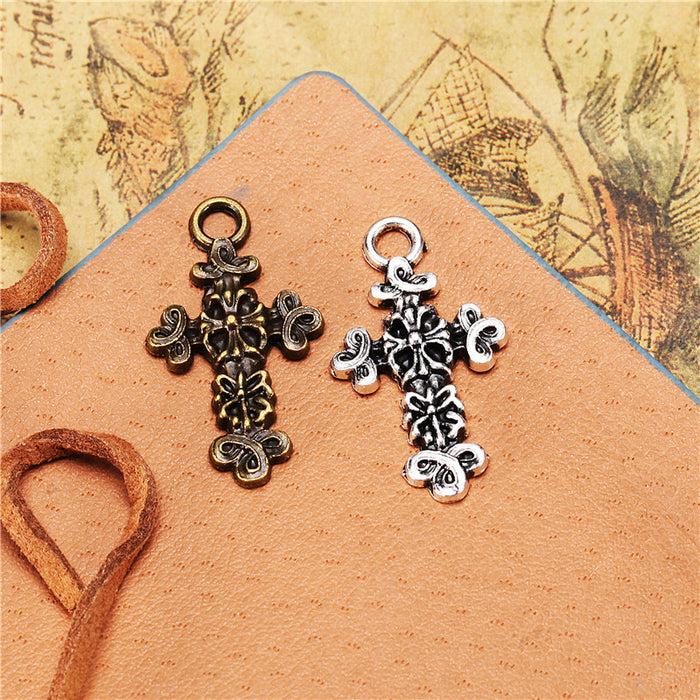 30x17mm Floral Vine Cross Alloy Charm Pendant