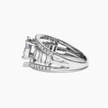 Silver Tone Wide Baguette and Floral Cluster Ring Design view 4
