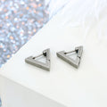 Silver Tone Geometric Huggie Earrings in Four Plain Shapes view 3