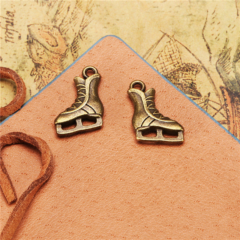Double-Sided Retro Ice Skate Alloy Charm Pendant 17x13mm