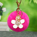 Jeweled Daisy Plush Pom Pom Keychains in Fifteen Pictured Colors view 12