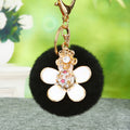 Jeweled Daisy Plush Pom Pom Keychains in Fifteen Pictured Colors view 9