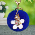 Jeweled Daisy Plush Pom Pom Keychains in Fifteen Pictured Colors view 3