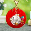 Jeweled Fish Plush Pom Pom Keychains in Fifteen Pictured Colors view 12