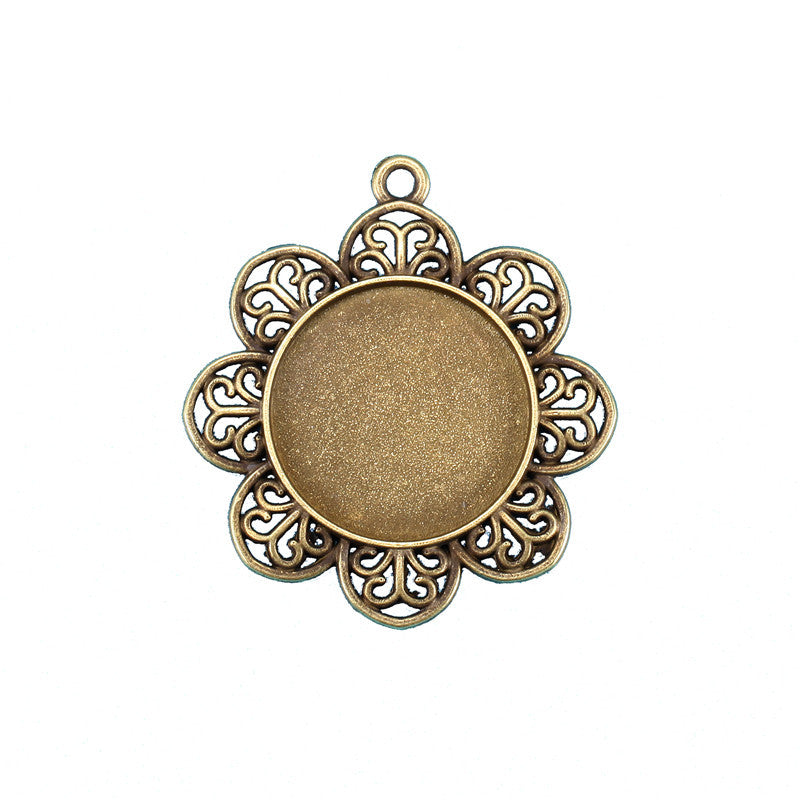25mm Petal Cabochon Tray Bezel Setting Pendant Base