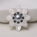 Matte Layered Metal Flower Brooch with Pearl Center view 6