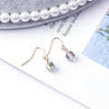 Tiny Clear Look Cube and Gold Tone Hook Drop Earrings view 2