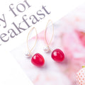 Red Cherry Look Novelty Drop Earrings in Four Wire Styles view 3