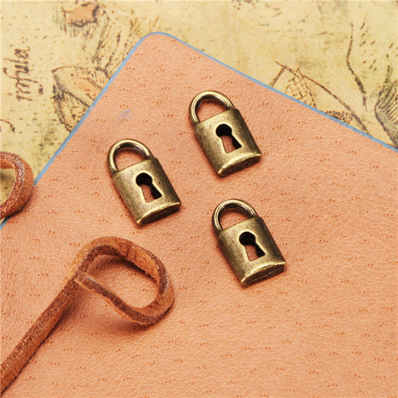 Double-Sided Rectangle Lock Alloy Charm Pendant 14x7mm
