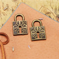 26x16mm Vintage Double-Sided Patterned Padlock Charm Pendant