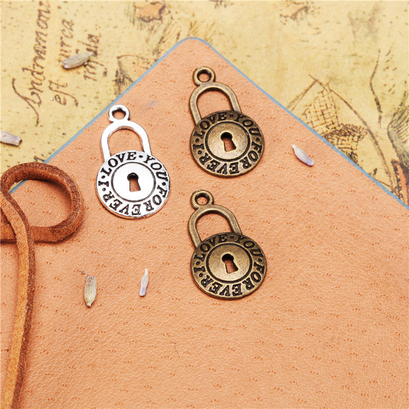 Love Lock Alloy Charm Pendant 21x13mm