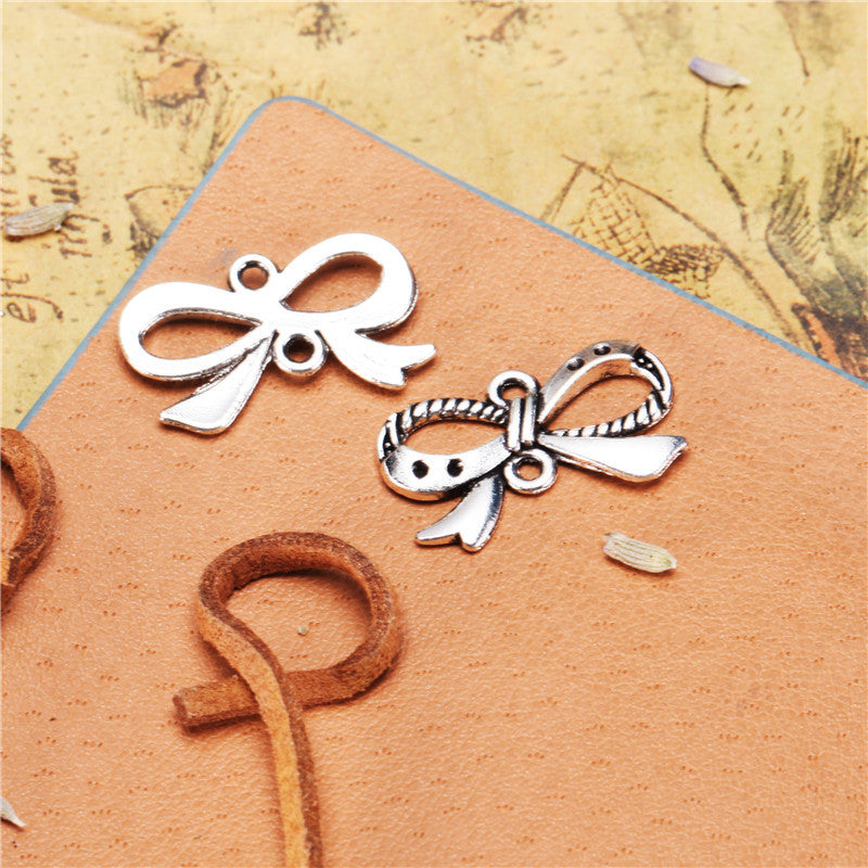 Alloy Bow Pendant Charm 23x13mm